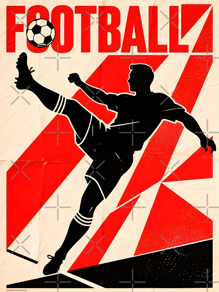 Retro Football Poster with Kicking Player Silhouette by Koalangel