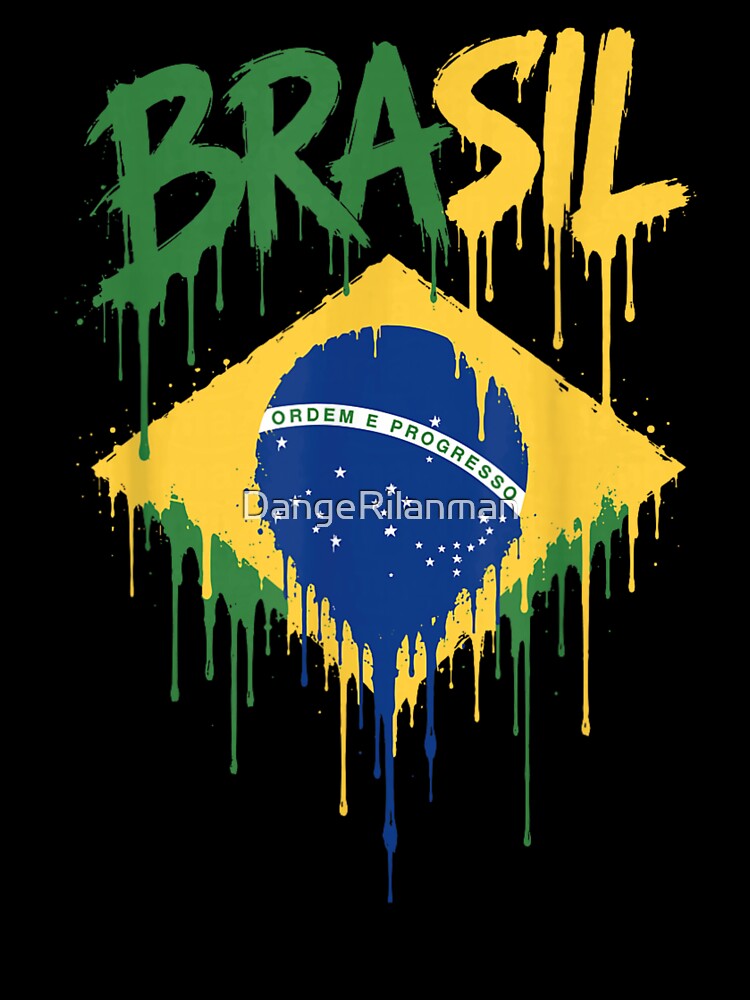 Distressed Brazil Flag Graffiti Style Paint Drip Patriotic Soccer Tournament Merch by DangeRilanman