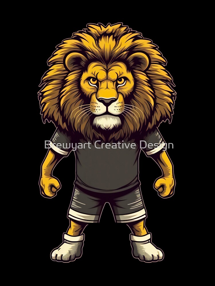 Lion, sport, soccer, football, fun, colorful, cartoon, vintage, grunge by Brewyart Creative Design