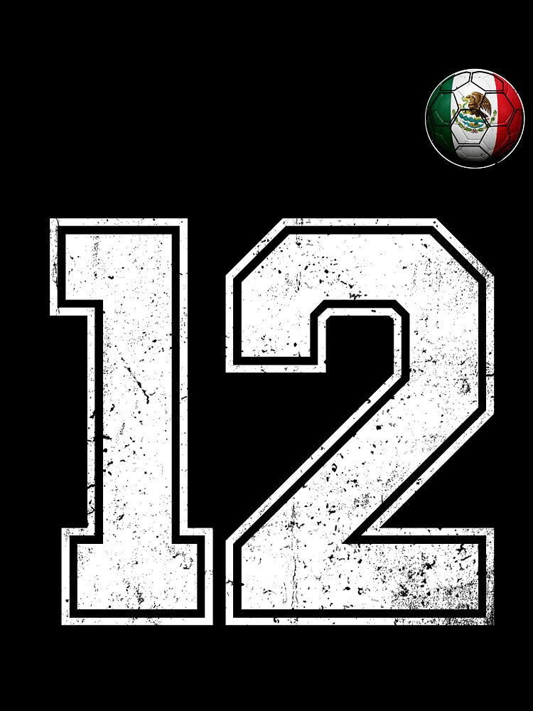 Number 12 Mexico Flag Football Fan by BernoNickel