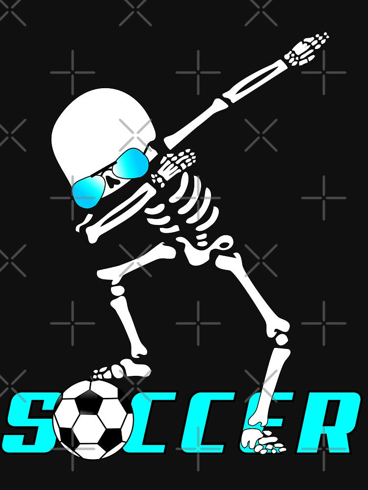 Dabbing Skeleton Soccer T-Shirt Halloween Costume by Tetete