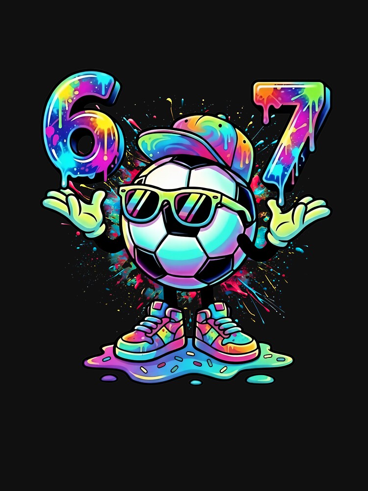 Colorful Soccer 67 Six Seven Drip Art Shirt by LashondaGreen89