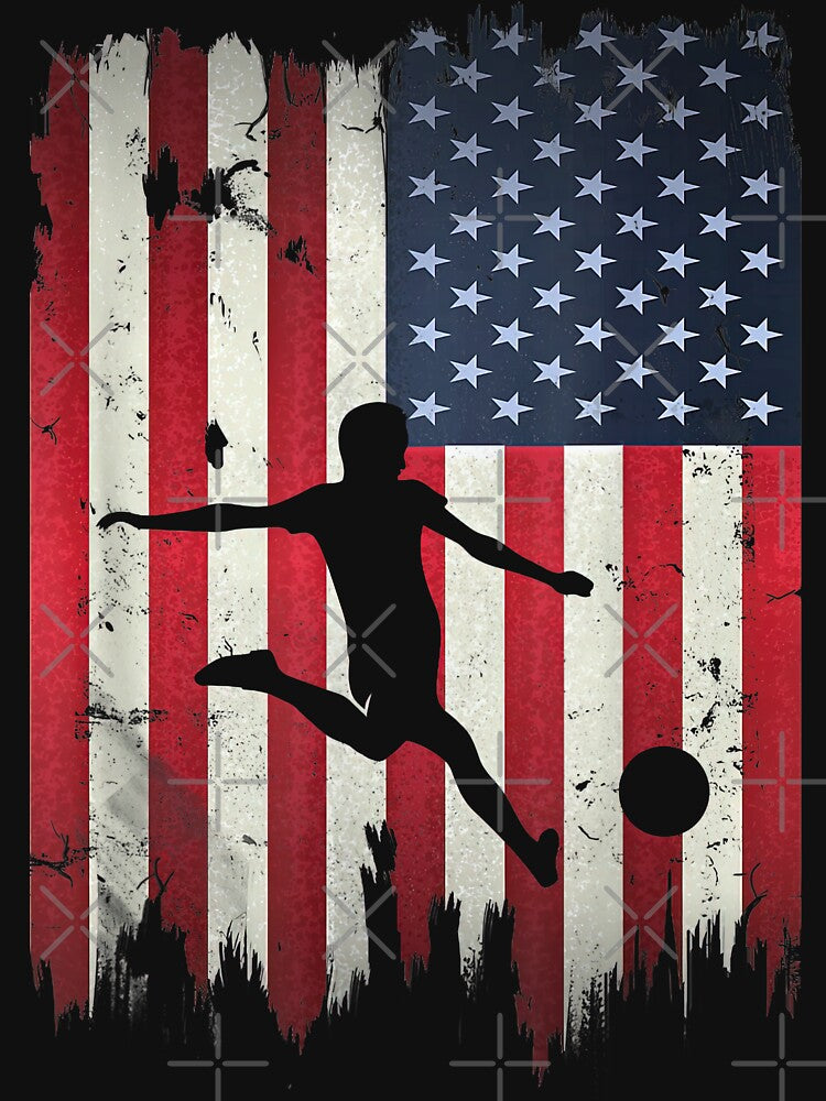 USA Soccer Player Vintage American Flag Football Patriotic Sports Gift by 3liegy