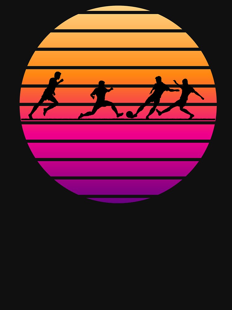 Soccer Players Retro Sunset Vintage Colors - Soccer T-Shirt by world-of-things