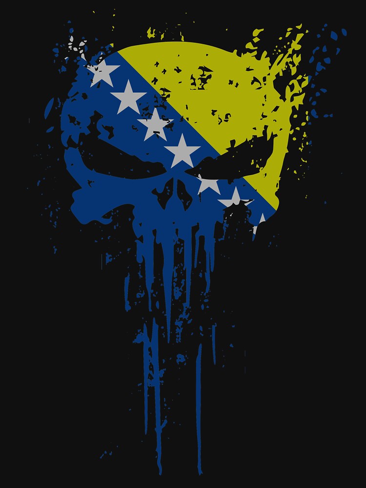 Bosnia Herzigova Flag  Skull design by AEGMEDIA