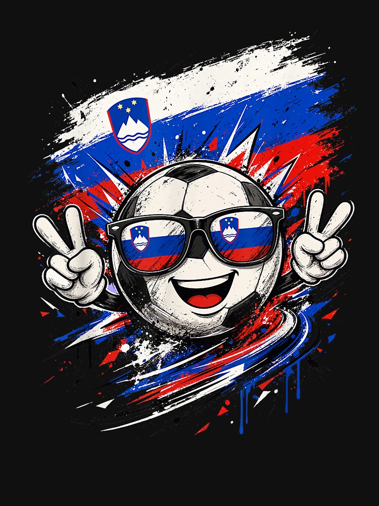 Slovenia Flag Soccer Ball Cartoon Funny Slovenian Football Fan Design by kiralynstration