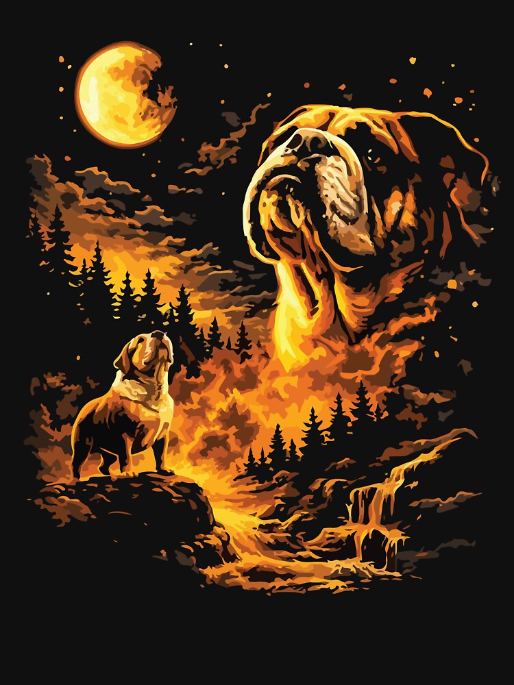 Funny Bulldog Howling at the Moon Vintage 90s Dog Lover Retro Design by kiralynstration