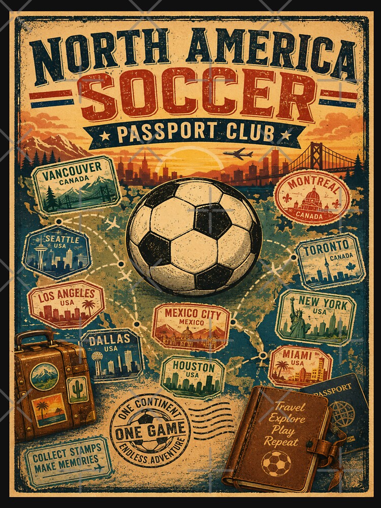 North America Soccer Passport Club Retro Travel Shirt | Vintage Soccer Tourism Design by Globalcitytees