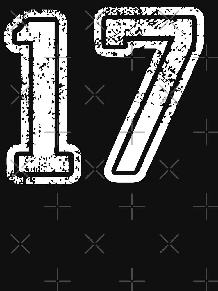 Sport Team Jersey 17 T Shirt Football Soccer Baseball Hockey Basketball Seventeen 17 017 Number by arcadetoystore