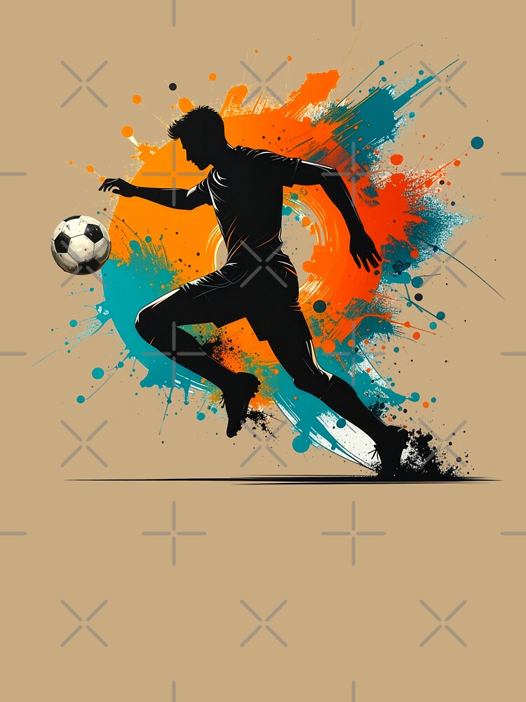 Soccer Player Paint Splash Art — Football Silhouette Action Print by icemanphotos