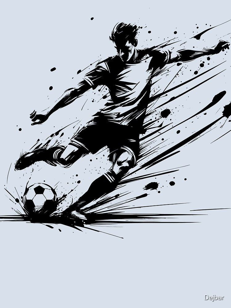 Dynamic Sketch of Soccer Player Kicking Ball With Intensity and Speed by Dejbar