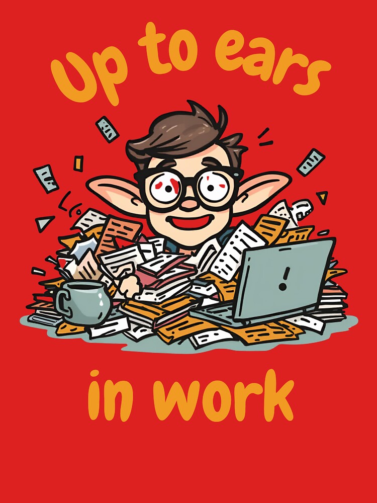 Up to Ears in Work – Funny Office Humor Shirt by GigaFactory