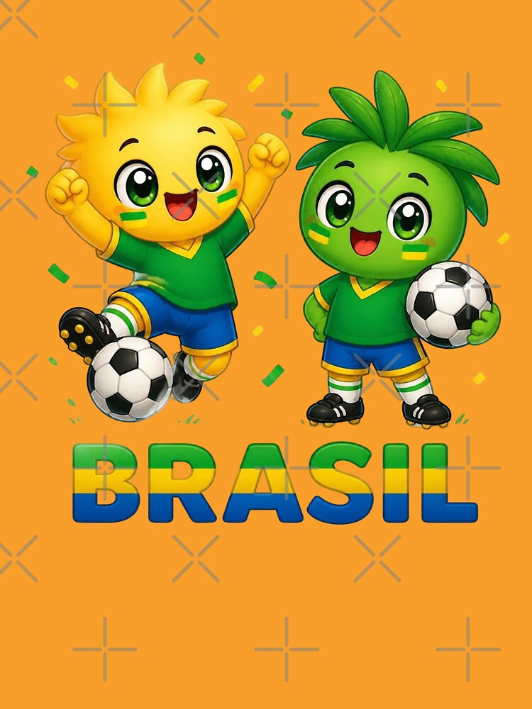 Brazil Kawaii Football Mascot Duo Cartoon by World-of-Magic