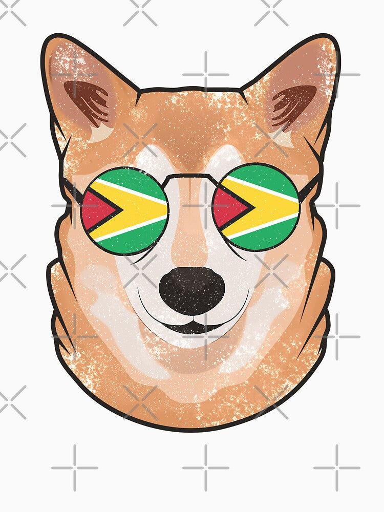Vintage Patriotic Shiba Inu Guyanese Flag by feether-store