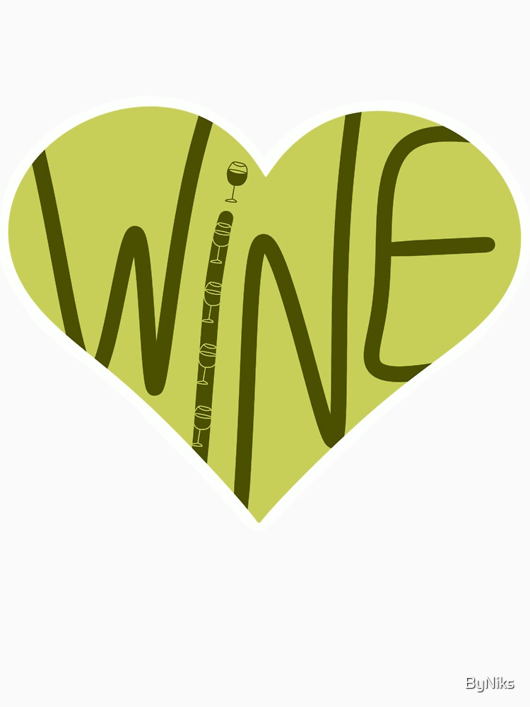 Wine Lover Heart Sticker | Cute Wine Aesthetic Design by ByNiks