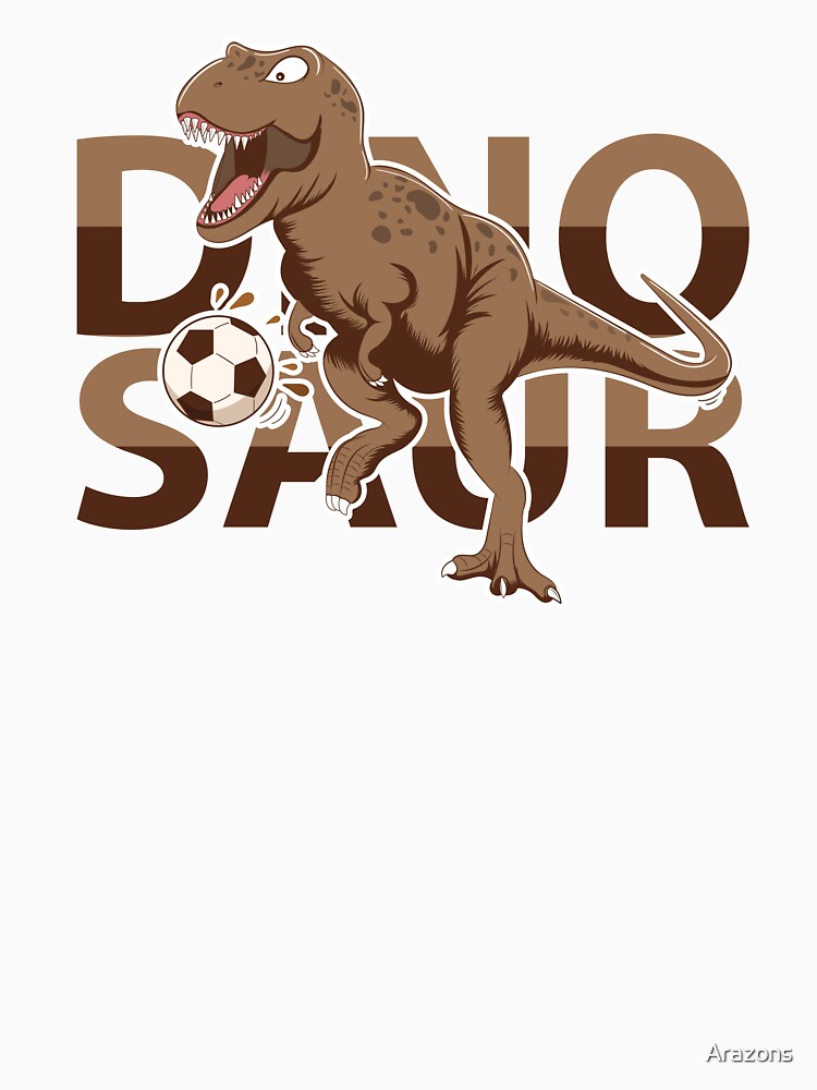 a cute dinosaur playing soccer by Arazons