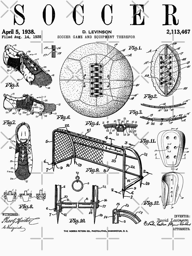 Soccer Player Football Vintage Patent Drawing Print by GrandeDuc