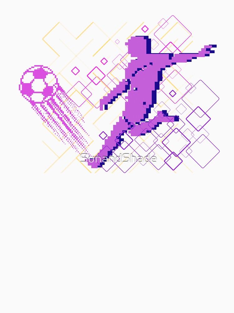 Retro Soccer Pixel Art - 90s Arcade Synthwave Football Graphic - Purple Edition by SunandShade