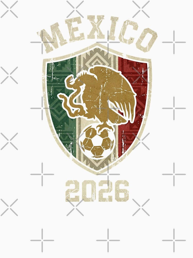 Mexico 2026 Soccer - Aztec Eagle & Snake Vintage Football Shield by Imaginationbeyond