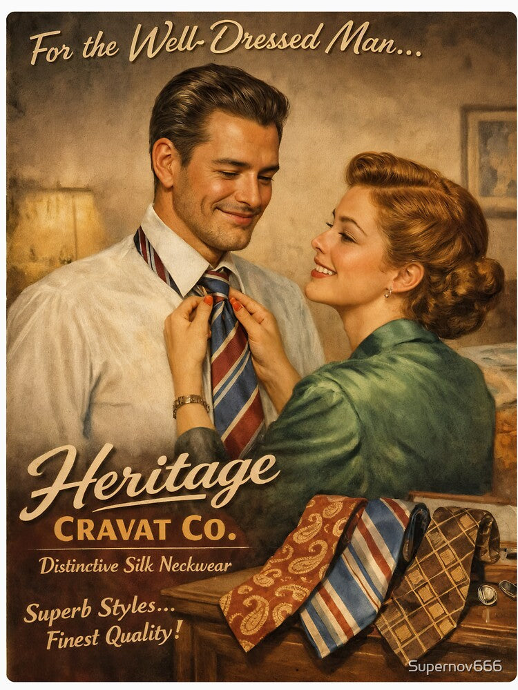 Heritage Cravat Co. – Retro Silk Neckwear Ad by ForeverPrintsOK