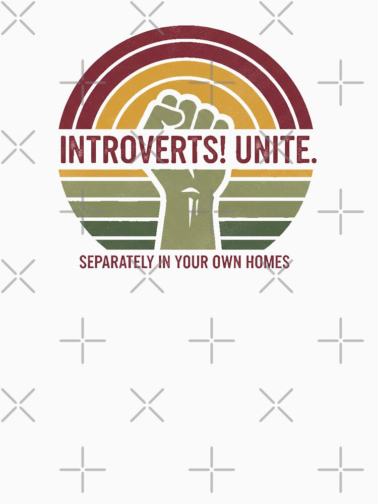 FUNNY QUOTES Introverts Unite – Vintage Fist Retro Introvert Statement Design by C3J7