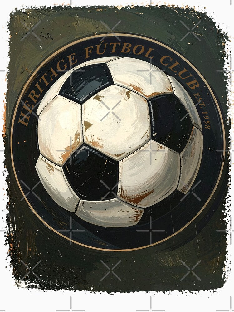 Heritage futbol club vintage soccer ball emblem painted distressed badge retro football crest art by icemanphotos