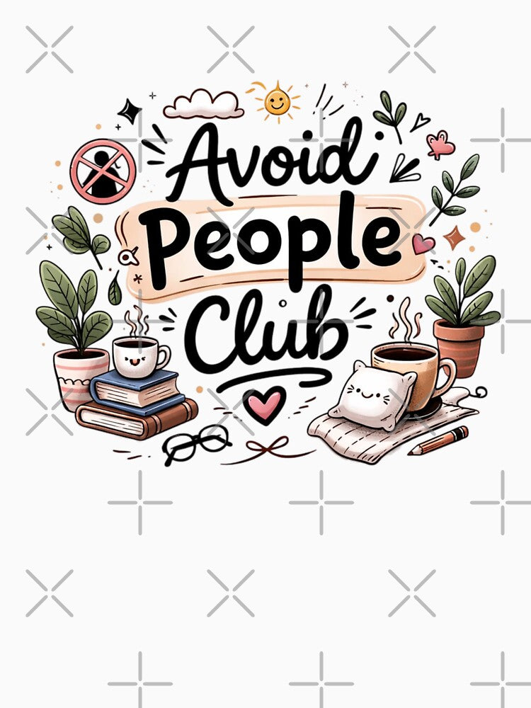 Avoid People Club Cute Introvert Aesthetic Design by Sanika arts