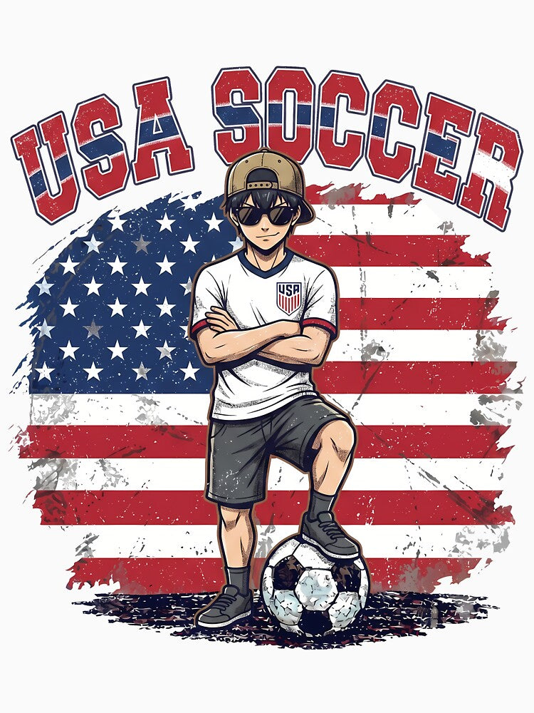 Anime Soccer Player USA Flag - Patriotic Striker Graphic by lamiarte