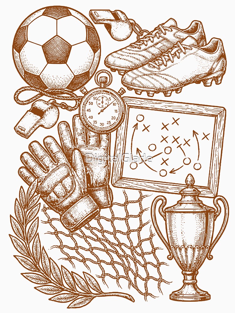 Sepia Soccer History - Vintage Rustic Engraving by DigitalGlade