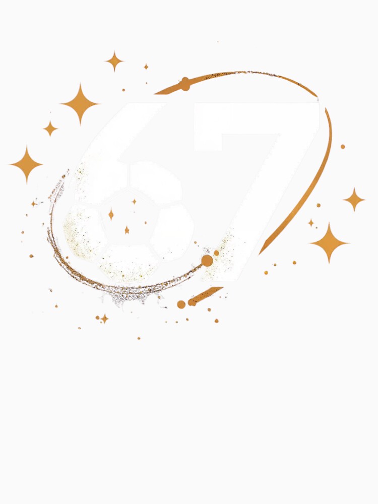 67 Soccer Cosmic Design – Minimal Aesthetic Football Art with Gold Stars by SaritaVerseArt