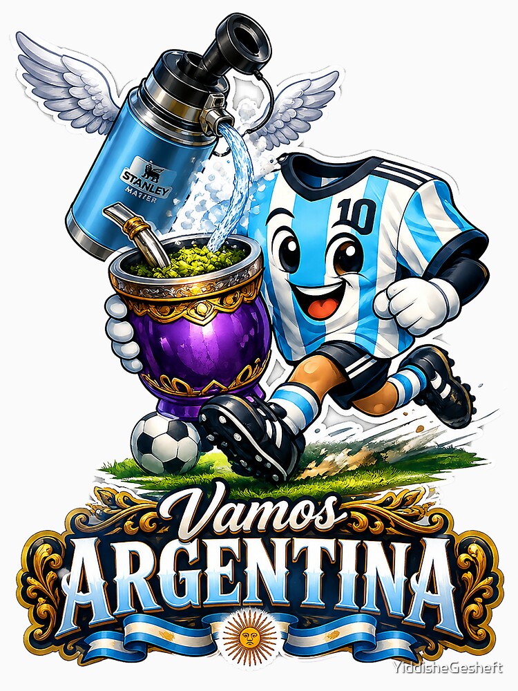 Cancha & Mate Dreams – Argentina Football Heritage - Argentina Football Mate Mascot - Messi 10 Soccer Fan Art by YG - YiddisheGesheft