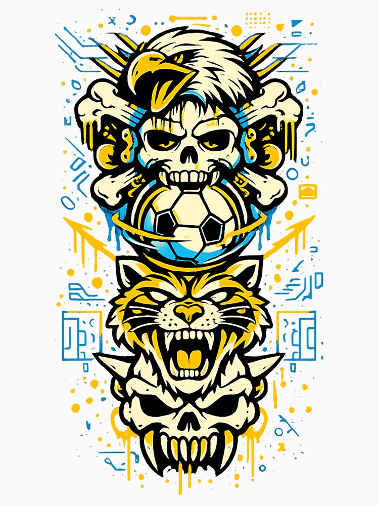 Cyberpunk Skull Soccer Streetwear Design – Eagle Tiger Graffiti Football Art by JonelCrafts