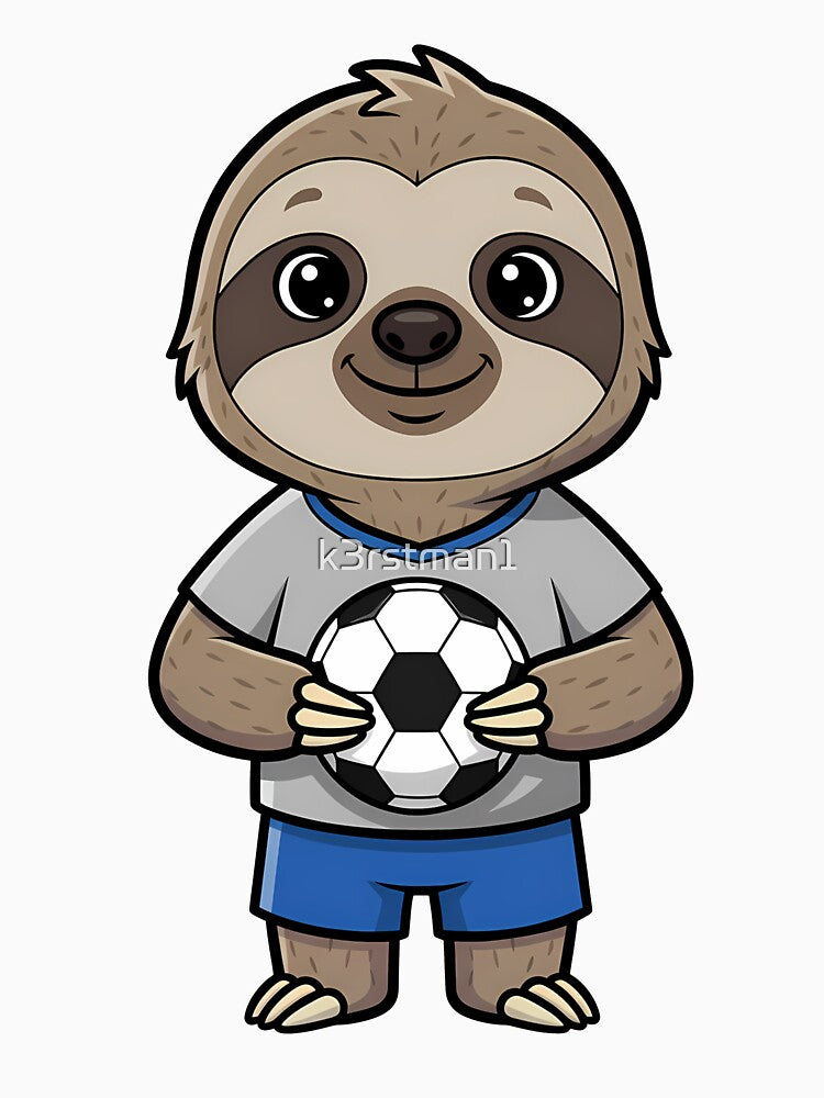 Sloth Soccer Player Football Fan Cartoon by k3rstman1
