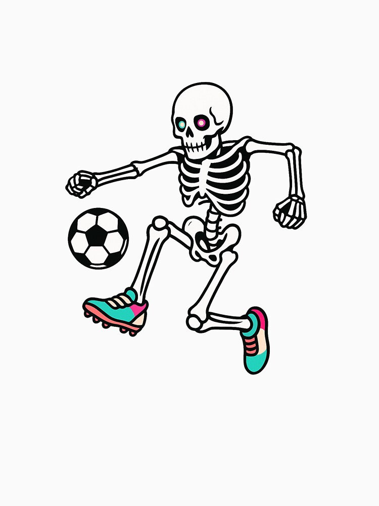 Skull Striker Mid-Kick – Colorful Skeleton Football Art by ColorSplash123