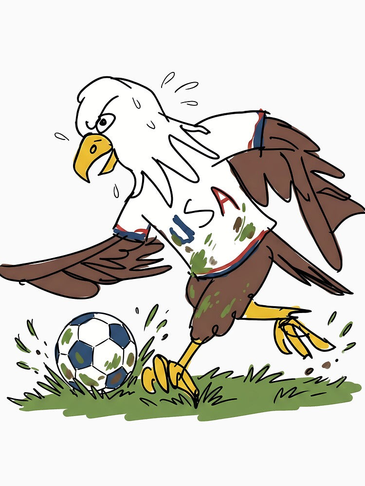 Hand Drawn Bald Eagle Soccer Mascot - Sketch Style USA Jersey by lamiarte