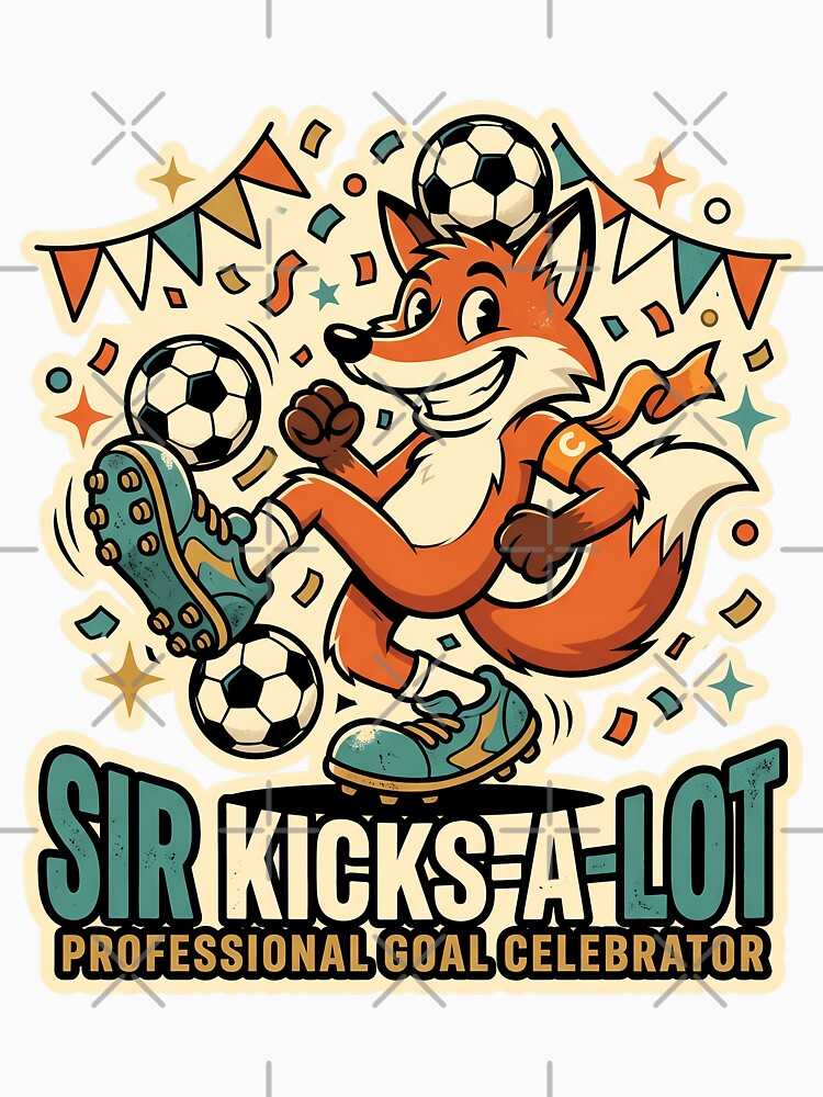 Sir Kicks-A-Lot – Professional Goal Celebrator Retro Soccer Fox Mascot by DesignDoodleArt