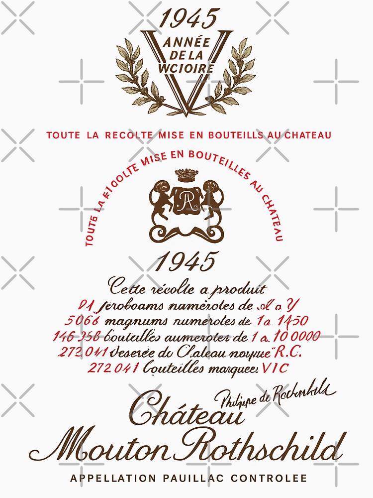 Château Mouton Rothschild 1945 Wine Label | Vintage Bordeaux Art | French Wine Poster | Rare Historic Label Decor by WAUZ