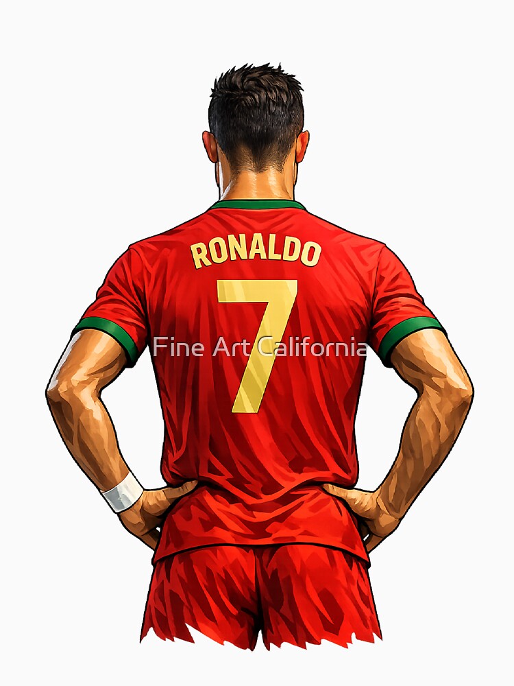 Ronaldo Number 7 Jersey Back View Cartoon Style Football Design by Fine Art California