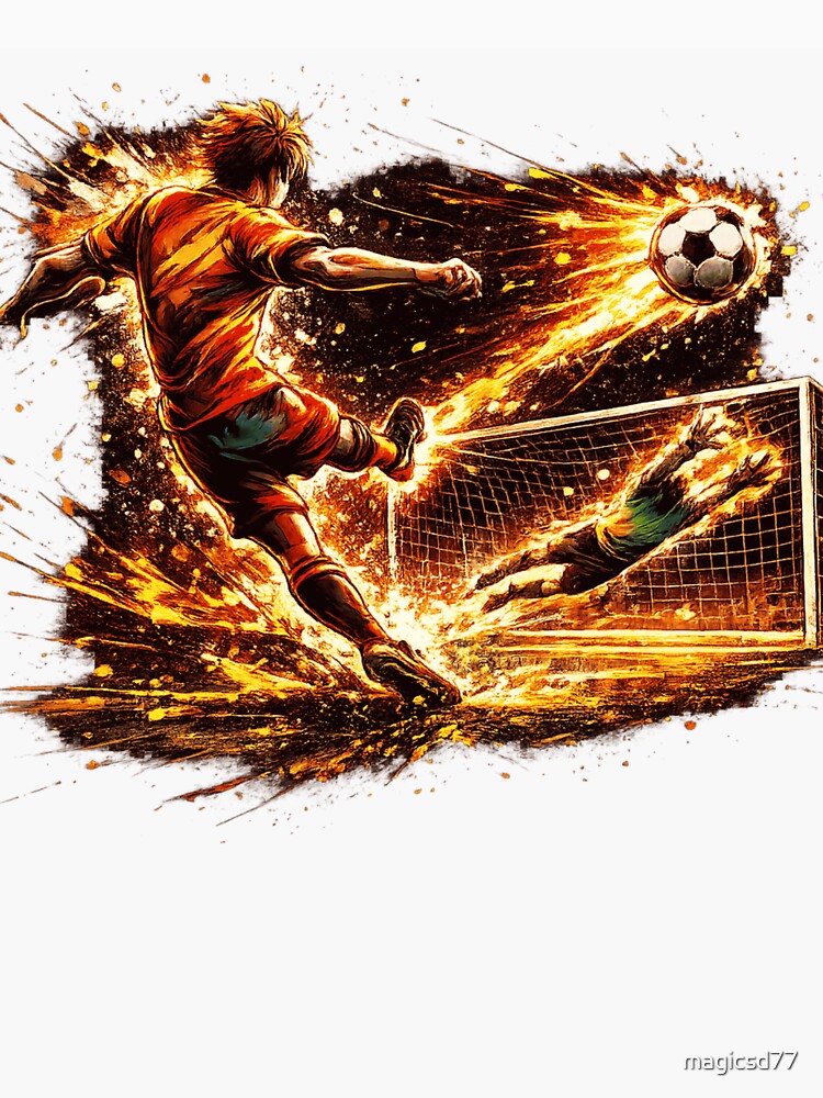 Soccer Goal Shot Action Graphic Football Player Art by MagicSD Designs
