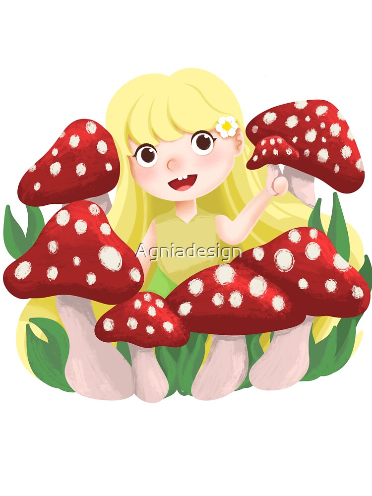 little fairy and mushroom illustration by Agniadesign