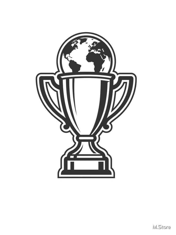 Minimalist Soccer Trophy and Earth Globe Art by M.Store
