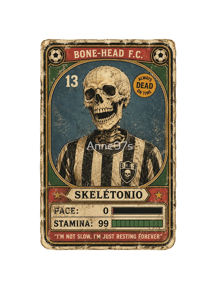 Vintage Skeleton Soccer Trading Card Poster by Anne97s