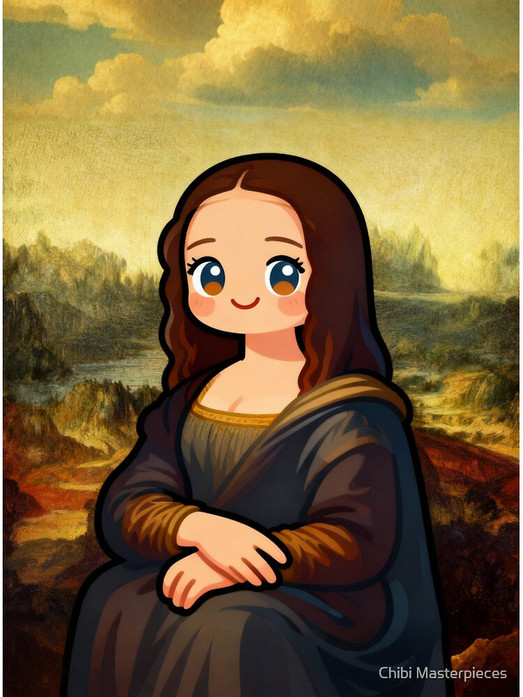 Cartoon Mona Lisa Digital Art Print - Cute Renaissance Revival for Modern Decor by Chibi Masterpieces