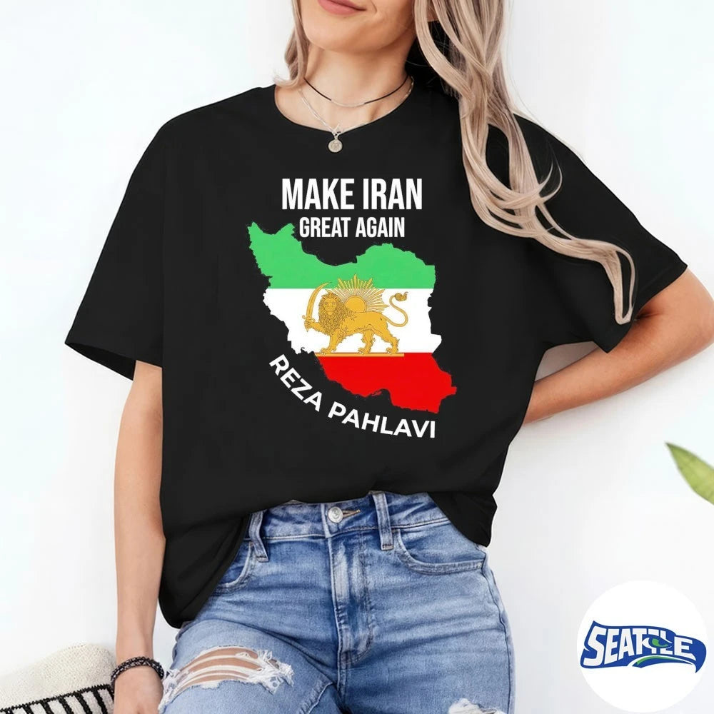 Reza Pahlavi Make Iran Great Again Lion and Sun Persian Flag shirt