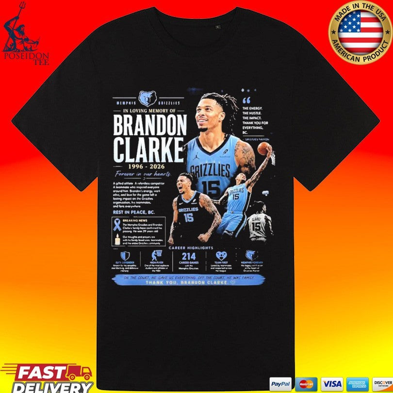 Rip Brandon Clarke Of The Memphis Grizzlies 1996 2026 T-shirt