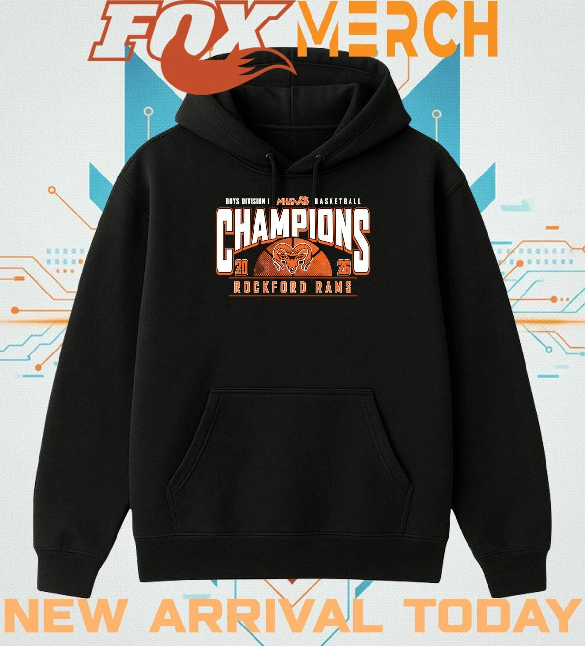 Rockford Rams 2026 MHSAA Boys Basketball D1 Champions t-shirt