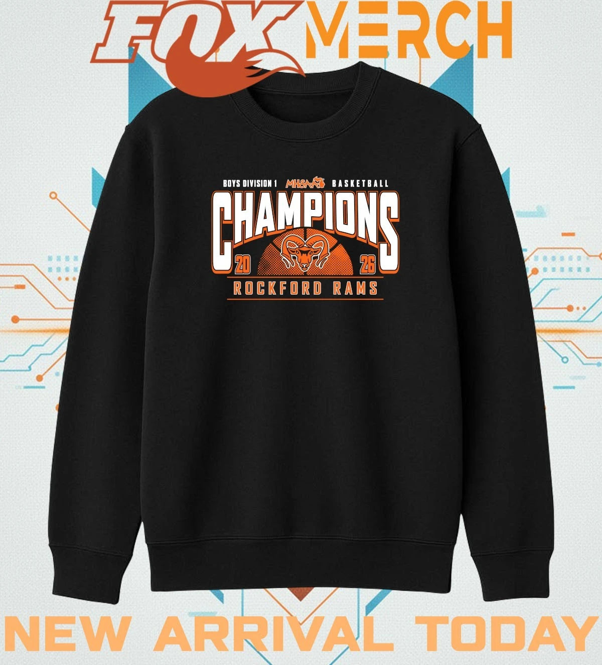Rockford Rams 2026 MHSAA Boys Basketball D1 Champions t-shirt