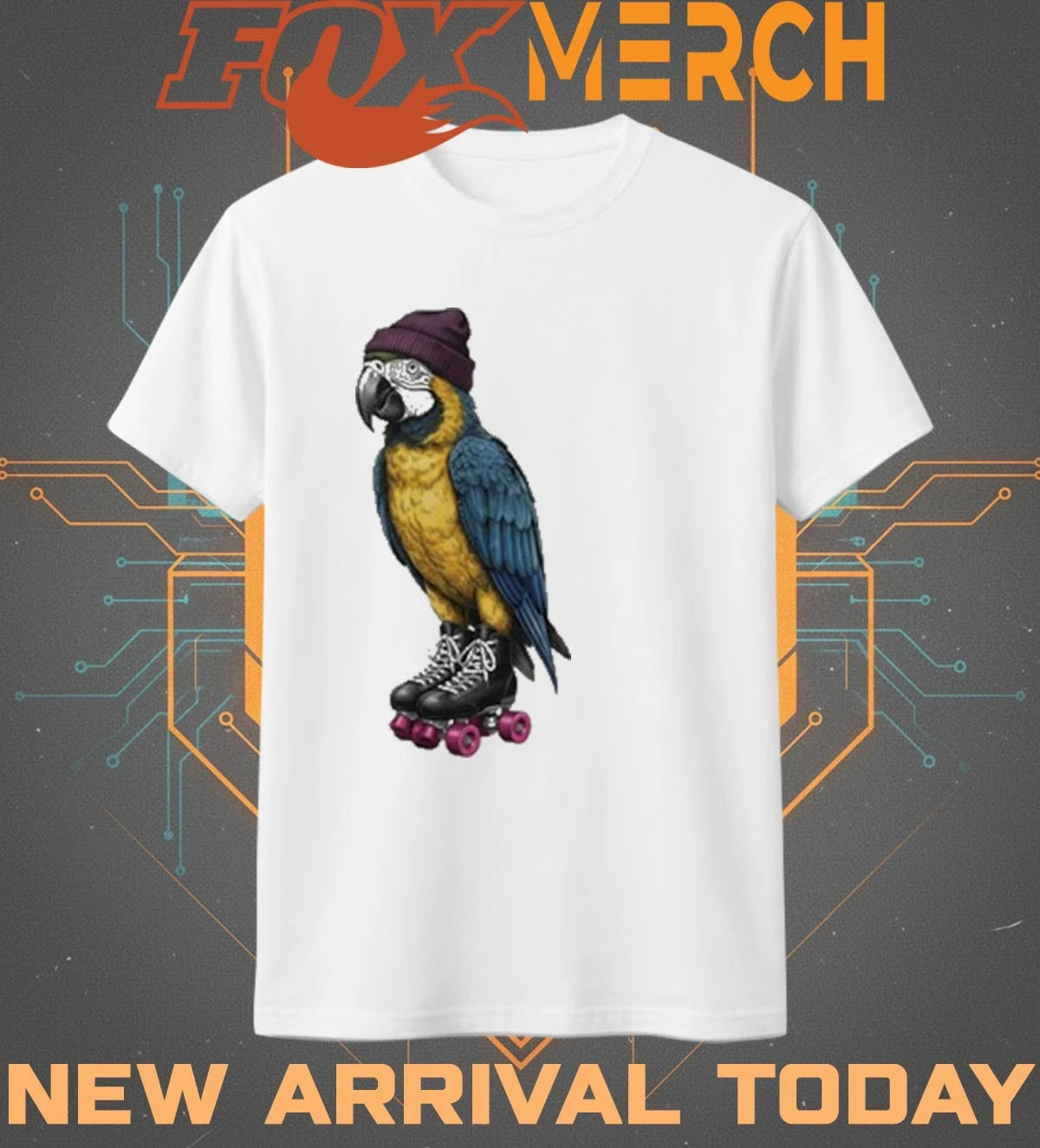 Roller skating parrot t-shirt