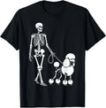 Skeleton Walking Poodle Dog Lovers Halloween Humor T-Shirt