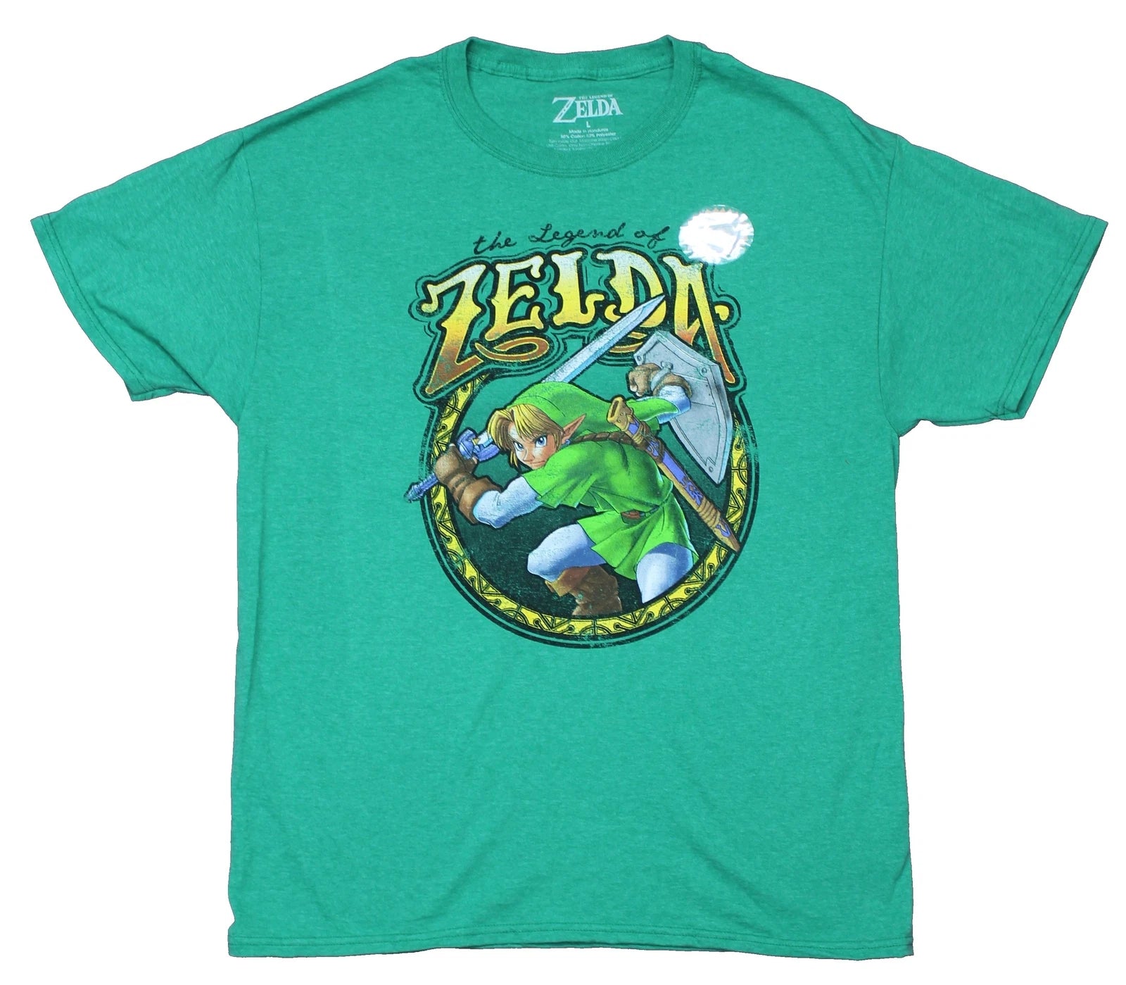 Legend of Zelda Adult New T-Shirt  - Distressed Battle Ready Link in Ornate
